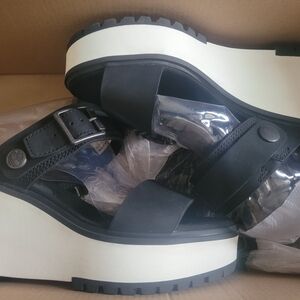 Koralyn Black Nubuck Wedge Sandals